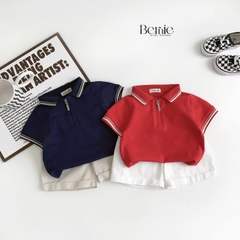 Set bộ polo tay ngắn cổ bo dệt khóa kéo kèm quần short cho bé trai size 1 đến 7 tuổi BERNIE H0725B59