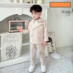 Set bộ vest dài tay 3 chi tiết Vest quần nơ cho bé trai phong cách hàn quốc đi tiệc đi chơi 1 đến 7 tuổi BERNIE T1123B015