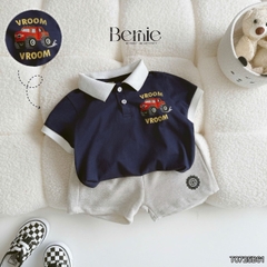 Set bộ polo tay ngắn họa tiết khủng long và ô tô kèm quần short đùi bé trai 9 tới 28kg BERNIE T0725B61