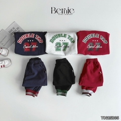 Set bộ dài thể thao unisex họa tiết hình in Double kèm quần dài cho bé trai bé gái size 9 tới 28kg BERNIE T0625B35