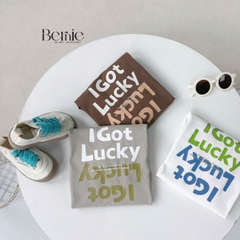 Áo thun áo phông tay dài in chữ Lucky nhiều màu unisex cho bé trai bé gái đi học đi chơi 9 đến 27kg BERNIE H0725A26