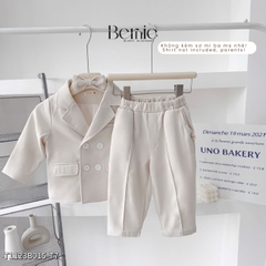 Set bộ vest dài tay 3 chi tiết Vest quần nơ cho bé trai phong cách hàn quốc đi tiệc đi chơi 1 đến 7 tuổi BERNIE T1123B015