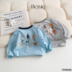 Áo thun áo phông tay dài họa tiết Animal unisex cho bé trai bé gái đi học đi chơi 9 đến 27kg BERNIE T0725A38