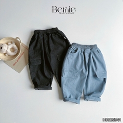 Set bộ nỉ tay dài phối cổ sơ mi sọc họa tiết thêu cún dễ thương kèm quần dài cho bé trai size 1 đến 7 tuổi BERNIE H0525B41
