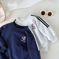 Set bộ dài thể thao phối sọc họa tiết hình thêu Hey boy kèm quần dài cho bé trai size 1 đến 7 tuổi BERNIE H0525B24