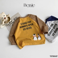 Áo thun áo phông dài tay raplang họa tiết Penguin unisex cho bé trai bé gái đi học đi chơi 9 đến 28kg BERNIE T0725A37
