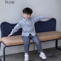 Set bộ bé trai áo sơ mi dài tay kẻ Coolboy kèm quần jean dài size 9 tới 28kg BERNIE H0725B79