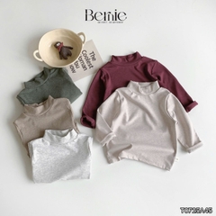 Áo giữ nhiệt cổ cao 3 phân dài tay basic màu trơn cho bé trai bé gái chất thun cotton 9 đến 28kg BERNIE T0725A45