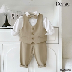 Set bộ vest hoàng gia 6 chi tiết dài tay màu nâu bé trai đi tiệc đi sự kiện size 9 tới 28kg BERNIE H0725B71