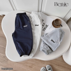 Quần dài quần nỉ da cá gấu bo chun họa tiết thêu chữ Yoo cho bé trai bé gái size 9 tới 25kg BERNIE T0925Q06