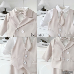 Set bộ vest hoàng gia 6 chi tiết dài tay màu nâu bé trai đi tiệc đi sự kiện size 9 tới 28kg BERNIE H0725B71