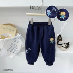 Quần dài quần nỉ da cá gấu bo chun họa tiết thêu chữ Yoo cho bé trai bé gái size 9 tới 25kg BERNIE T0925Q06