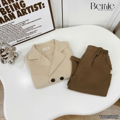  Set vest chéo 4 khuy công tử tay dài phối vạt lệch kèm quần cho bé trai 11 tới 28kg BERNIE T0825B27
