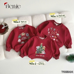 Áo Noel màu đỏ áo thun Giáng sinh dài tay cho bé trai bé gái size 1 đến 7 tuổi BERNIE T1025A04