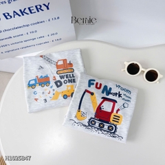 Set bộ dài tay cố áo và tay phối màu chất cotton họa tiết xe cẩu kèm quần dài size 9 tới 25kg BERNIE H1025B47