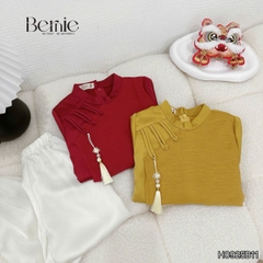 Set áo dài cách tân kèm quần cho bé trai chất lụa vân Thiên tử mặc Tết size 9 đến 25kg BERNIE H0925B11