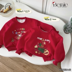 Áo Noel màu đỏ áo thun Giáng sinh cho bé trai bé gái tay dài chất nỉ 2 da size 1 đến 7 tuổi BERNIE H1025A43