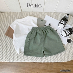 Set bộ tay ngắn phối màu họa tiết hoạt hình Motor City cho bé trai kèm quần short size 9 tới 28kg BERNIE H0325B35