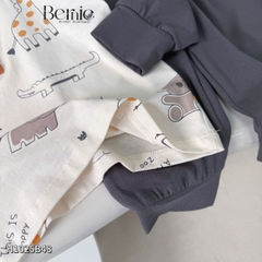 Set bộ dài tay raplang chất cotton họa tiết Happy Zoo kèm quần dài size 10 tới 27kg BERNIE H1025B48