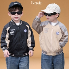 Áo khoác gió 2 lớp áo bomber phong cách thể thao họa tiết thêu cho bé trai bé gái size 9 đến 25kg BERNIE H0825A35