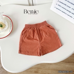 Quần sooc đùi linen kaki mềm bé trai bé gái unisex màu trắng nâu be BERNIE phong cách hàn quốc 7kg đến 30kg