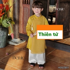 Set áo dài cách tân kèm quần cho bé trai chất lụa vân Thiên tử mặc Tết size 9 đến 25kg BERNIE H0925B11