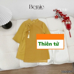 Set áo dài cách tân kèm quần cho bé trai chất lụa vân Thiên tử mặc Tết size 9 đến 25kg BERNIE H0925B11