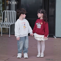 Áo thun áo nỉ lót lông tay dài họa tiết nghộ nghĩnh nhiều màu cho bé trai bé gái size 11 tới 28kg BERNIE H1025A49