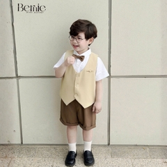  Set vest gi lê tay ngắn 4 chi tiết phối màu Classic Boy cho bé trai phong cách Hàn quốc size 8 tới 25kg BERNIE T1025B03