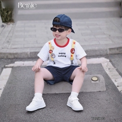 Set bộ tay ngắn bé trai áo cotton phối quần short da cá Happy Holiday size 9kg tới 28kg BERNIE KIDS T1125B03