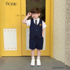 Set vest gile đồng phục đôi học sinh phong cách hàn quốc cho bé trai bé gái kèm cà vạt size 9 tới 28kg BERNIE H1125B25