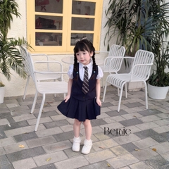 Set vest gile đồng phục đôi học sinh phong cách hàn quốc cho bé trai bé gái kèm cà vạt size 9 tới 28kg BERNIE H1125B25