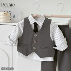 Set vest gi lê tay dài Luxe cho bé trai 4 chi tiết phong cách Hàn quốc size 8 tới 25kg BERNIE H1225B22Đ