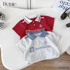 Set bộ polo tay ngắn cho bé trai áo thun polo cổ dệt hình in huy hiệu team Bernie và quần short size 9 tới 28kg H1025B51