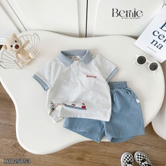 Set bộ polo đi biển cho bé trai áo thun polo tay ngắn và quần short jean size 9 tới 28kg BERNIE H1025B53