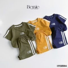 Set bộ thể thao cotton áo tay ngắn thêu Bernie Boy kèm quần short cho bé trai bé gái size 1 đến 7 tuổi H1125B34