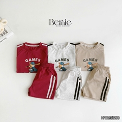 Set bộ cộc phong cách thể thao áo cotton họa tiết Home run kèm quần short cho bé trai size 9 tới 28kg BERNIE H1025B50