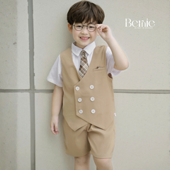Set vest gile HOÀNG TỬ cúc trắng 5CT cho bé trai thôi nôi sinh nhật đi tiệc 1 đến 7 tuổi BERNIE H0625B11