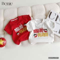 Set bộ cộc tay cho bé trai áo thun họa tiết người Việt nam kèm quần short size 9kg đến 28kg BERNIE H0226B22Đ 