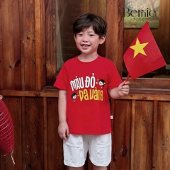 Set bộ cộc tay cho bé trai áo thun họa tiết người Việt nam kèm quần short size 9kg đến 28kg BERNIE H0226B22Đ 