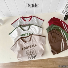 Set bộ thể thao Football cho bé trai áo tay ngắn họa tiết in chữ và số 10 kèm quần short size 9 tới 28kg BERNIE H1125B36