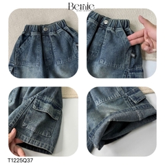  Quần short quần jean denim túi hộp cho bé trai đi chơi đi học size 11kg tới 28kg BERNIE KIDS T1225Q37