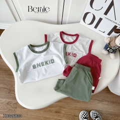 Set bộ cotton áo thun tanktop BNE KID kèm quần short cho bé trai đi chơi đi học size 9 đến 28kg BERNIE H0326B33