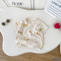 Set bộ tay ngắn cotton cho bé trai họa tiết in trần Puppy Good day kèm quần short size 9 tới 25kg BERNIE T0326B24
