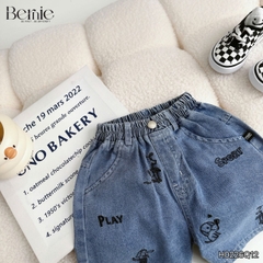Quần short quần jean cho bé trai họa tiết thêu ngộ nghĩnh đi chơi đi học size 11kg tới 28kg BERNIE KIDS H0226Q12