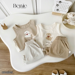 Set đồ ba lỗ bé trai Cún nhỏ tinh nghịch phong cách hàn quốc kèm quần size 9 tới 25kg BERNIE H0126B15