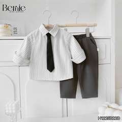 Set vest gi lê tay dài Luxe cho bé trai 4 chi tiết phong cách Hàn quốc size 8 tới 25kg BERNIE H1225B22Đ