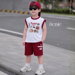 Quần short quần thun cotton sắc màu cho bé trai đi chơi đi học mặc nhà size 1 tới 7 tuổi BERNIE H0326B03Đ