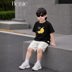 Set bộ tay ngắn unisex cho bé trai áo thun họa tiết Lemon day kèm quần short kaki size 9 đến 25kg BERNIE H0426B51Đ