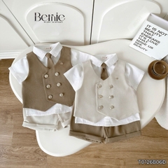 Set bộ vest gile Hoàng gia cho bé trai áo sơ mi tay ngắn phối gile kèm quần và cà vạt 1 đến 7 tuổi BERNIE T0126B06Đ 